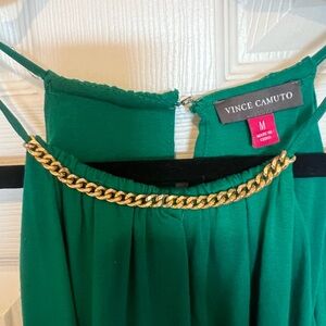 Vince Camuto Emerald Kelly green Top with Gold Chain Accent
